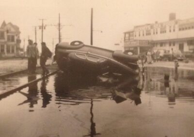 1944 Atlantic City Boardwalk September Hurricane Overturned Car at Hackney s Maine Ave. Photo